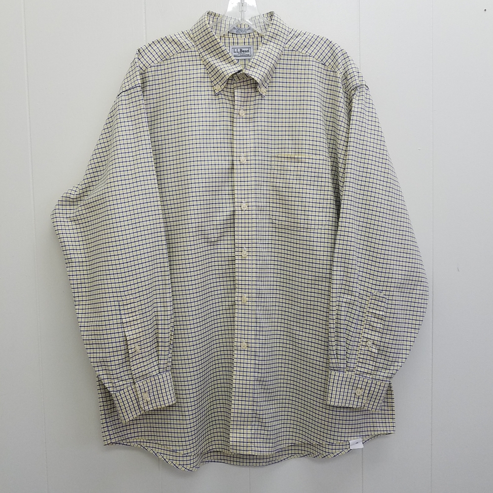 L.L. Bean Single Needle Tailoring Plaid Long Sleeve Shirt